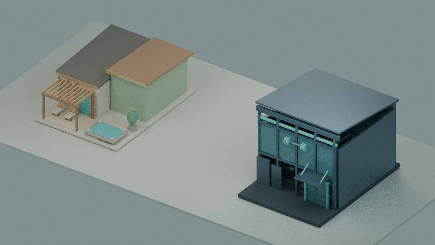 Zapasowy render SPA i siłowni z Blendera